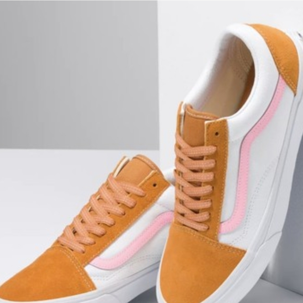Vans Women's White, Orange, and Pink Sneakers - Picture 2 of 12